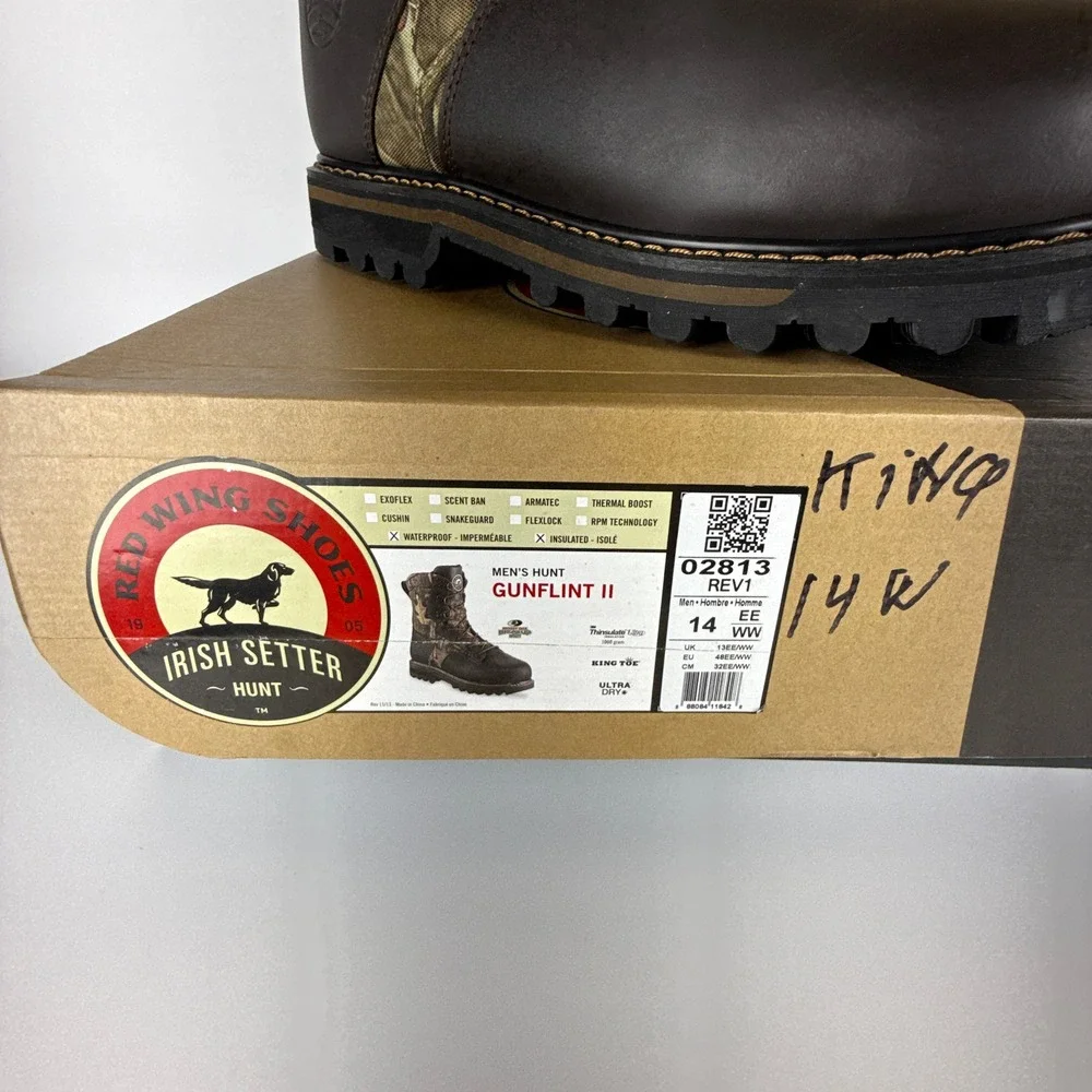 Irish Setter Gunflint II 2813 Mens Hunting Boots 1000g‎ Insulated 14 EE Camo